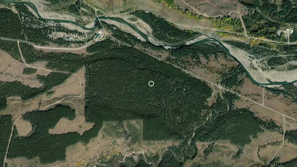 Aerial view of Red Deer River Provincial Recreation Area and surroundings