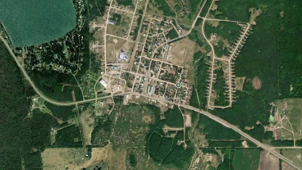 Aerial view of Makwa Lake Provincial Park and surroundings