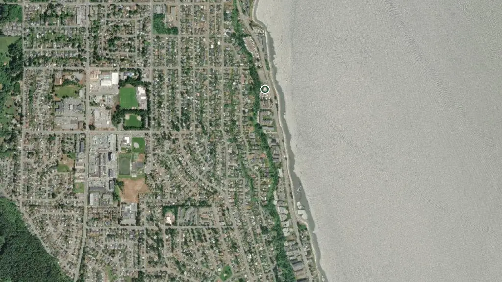 Aerial view of Campbell River Fishing Village & RV Park and surroundings