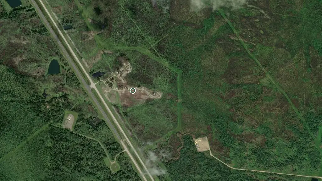 Aerial view of Pines Provincial Recreation Area and surroundings