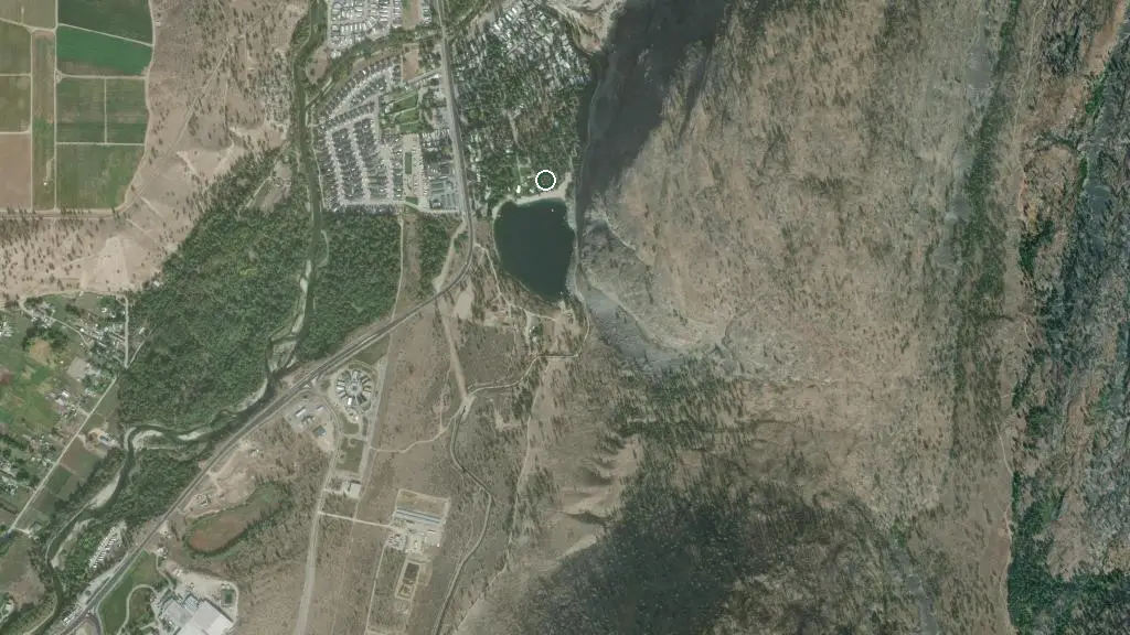 Aerial view of Gallagher Lake | A Parkbridge Camping & RV Resort and surroundings