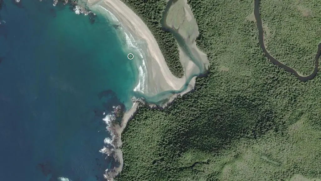 Aerial view of Raft Cove Provincial Park and surroundings