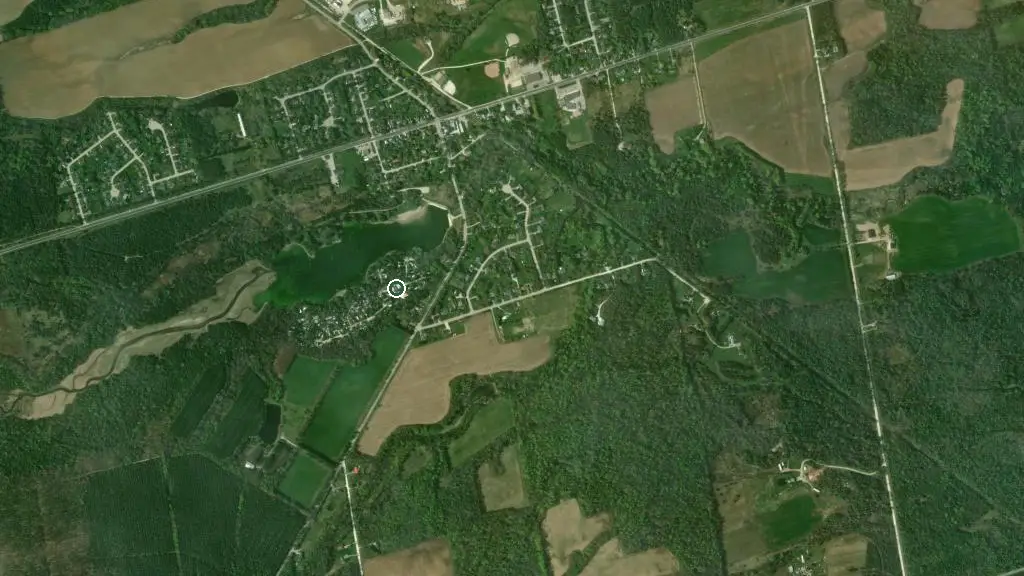 Aerial view of New Lowell Campground & Conservation Park and surroundings