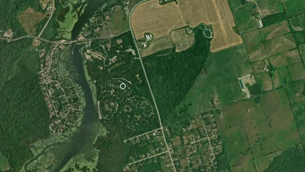 Aerial view of Emily Provincial Park and surroundings