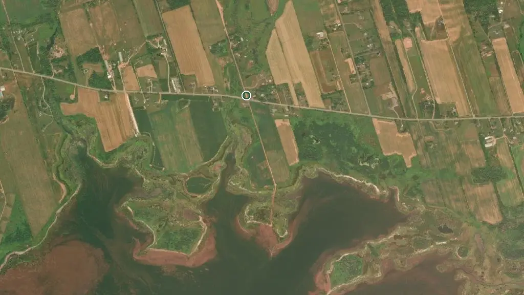 Aerial view of VistaBay Chalets, Golf & RV Park and surroundings