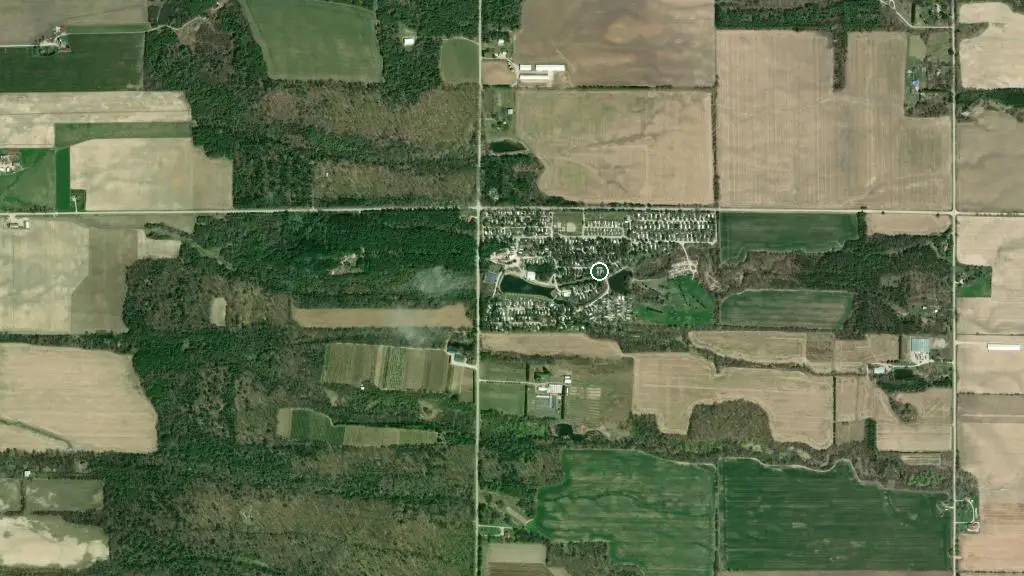 Aerial view of Pine Lake Campground of Ontario and surroundings