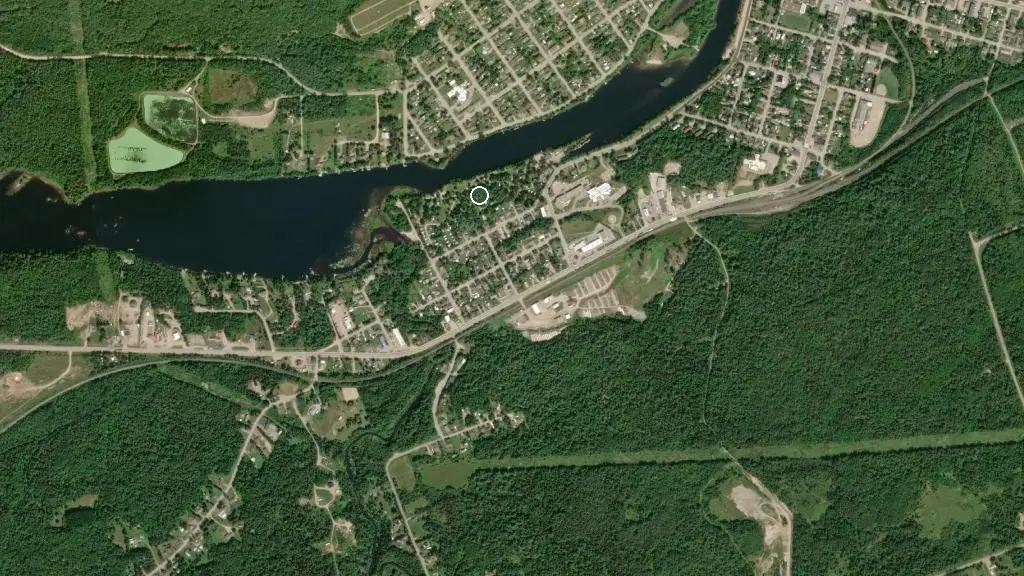 Aerial view of Sid Turcotte Park Camping and Cottage Resort and surroundings