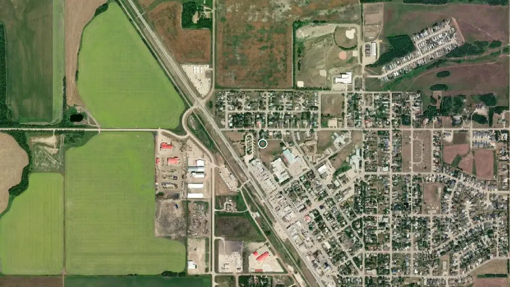 Aerial view of Beaverlodge Pioneer Campground and surroundings