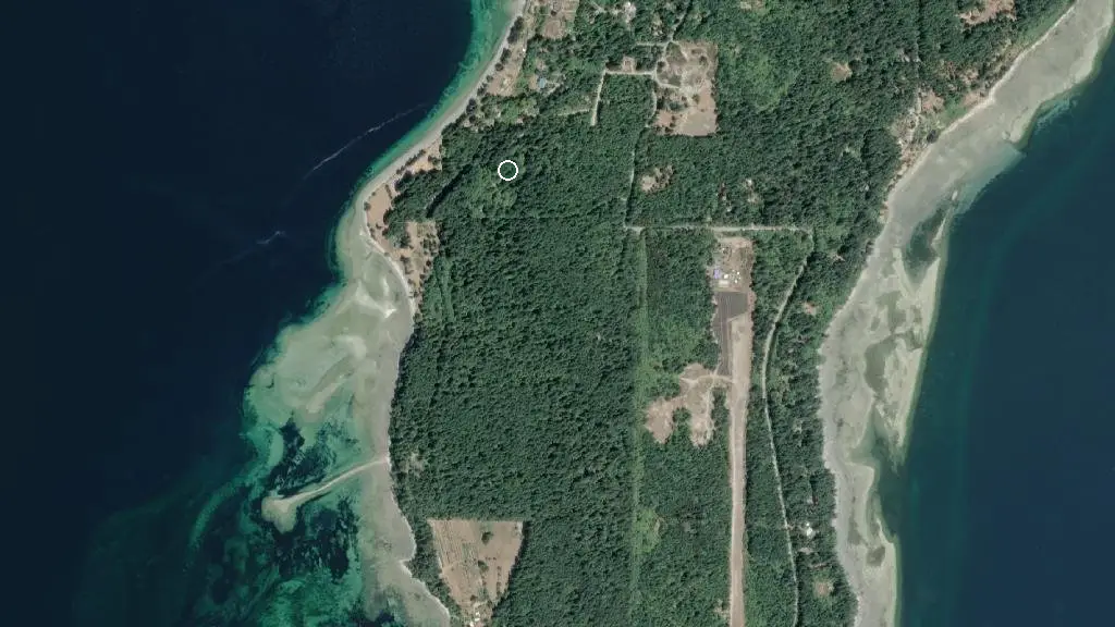 Aerial view of Smelt Bay Provincial Park and surroundings