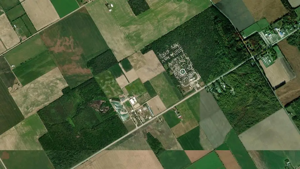 Aerial view of Wasaga Pines Cottage and RV Resort and surroundings