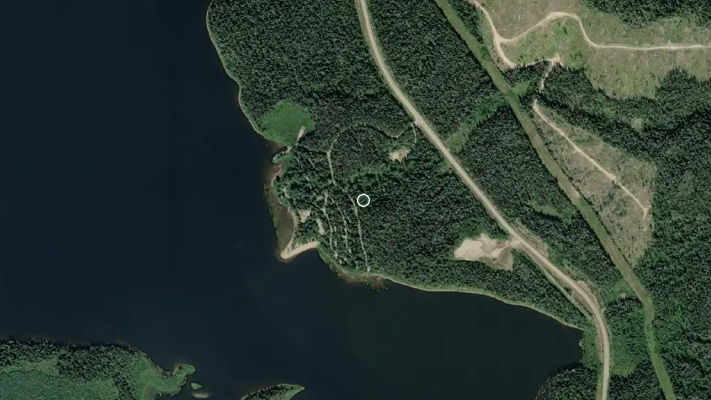 Aerial view of Whiskers Point Provincial Park and surroundings