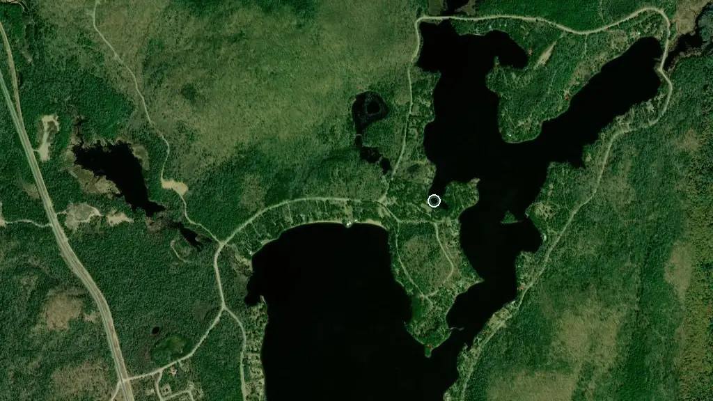 Aerial view of Lake Saint Peter Campground and surroundings