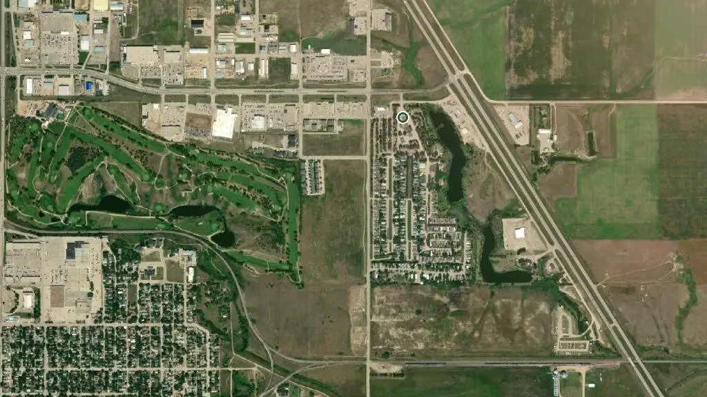 Aerial view of Prairie Oasis Campground and surroundings