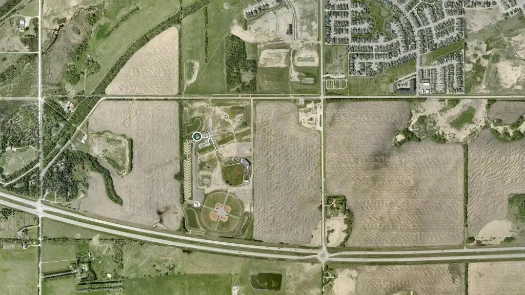 Aerial view of Pogadl Park Campground and surroundings