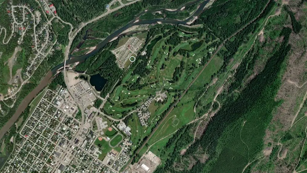 Aerial view of Fernie RV Resort and surroundings