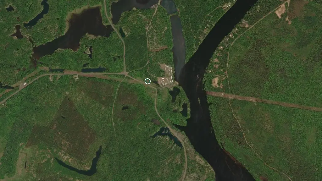 Aerial view of Iron Bound Cove RV Park and surroundings