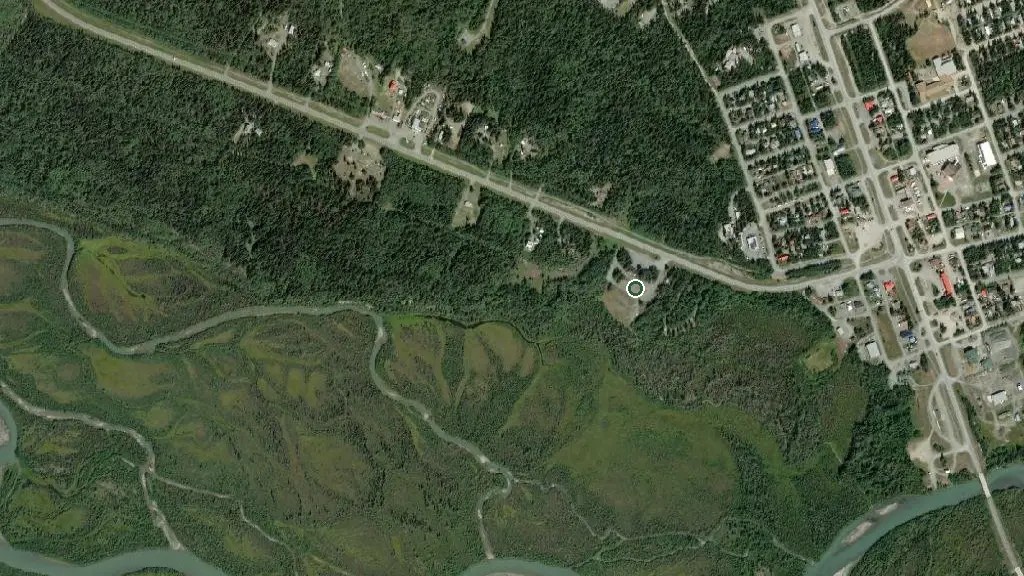 Aerial view of Kluane RV Kampground and surroundings