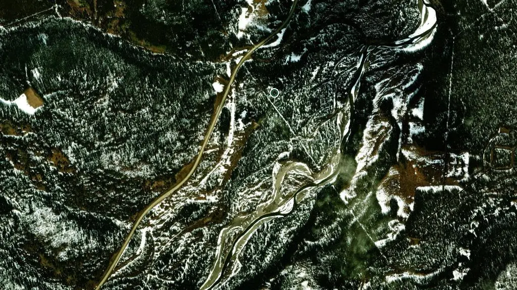Aerial view of Elbow River Provincial Recreation Area and surroundings