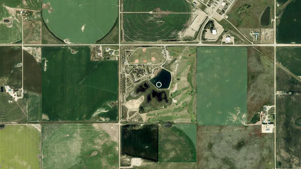 Aerial view of Enchant Municipal Park and surroundings