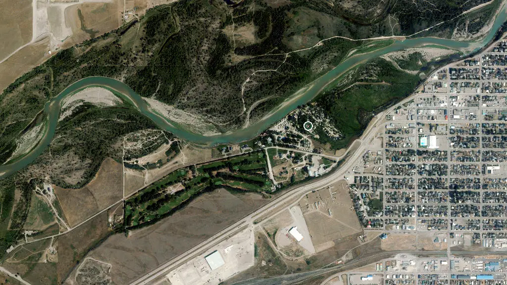 Aerial view of Daisy May Campground and surroundings