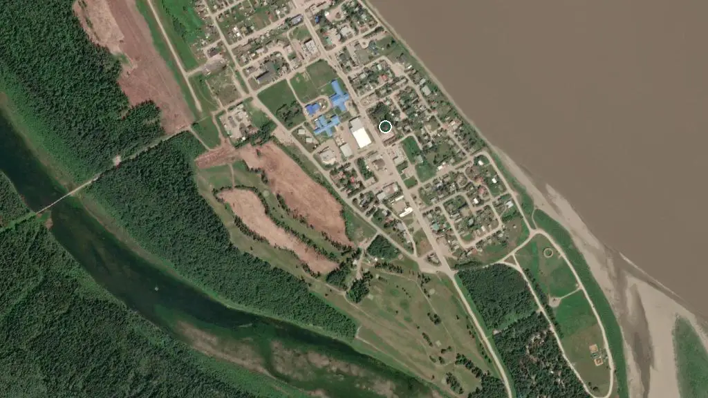 Aerial view of Sambaa Deh Falls Territorial and surroundings