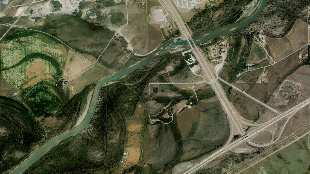 Aerial view of Oldman River Provincial Recreation Area and surroundings