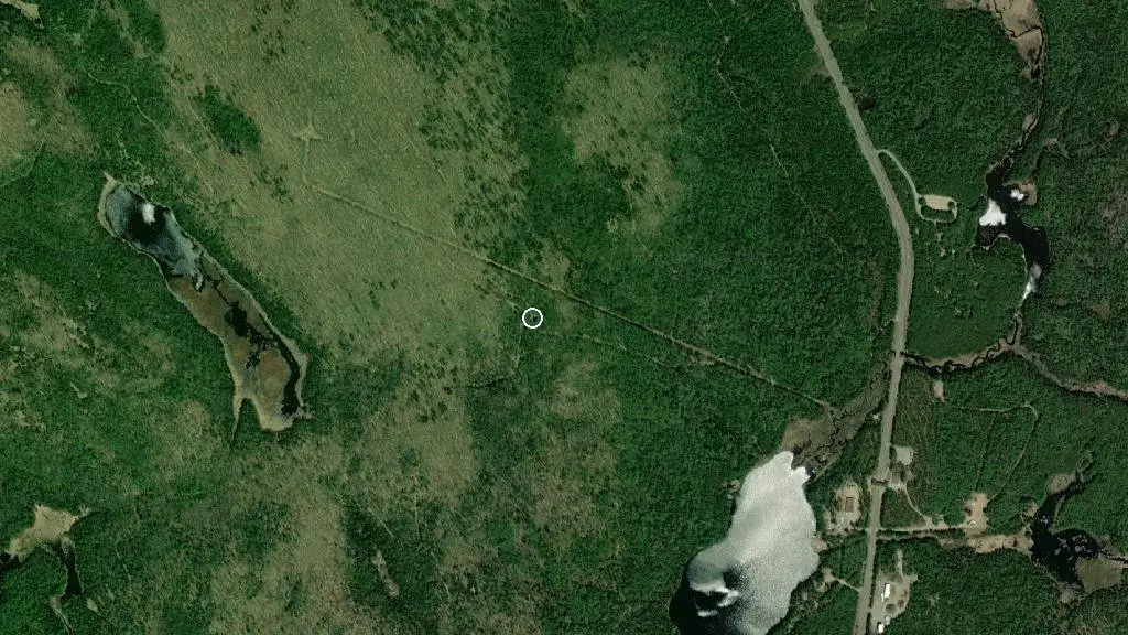 Aerial view of Dee's Cabin and surroundings