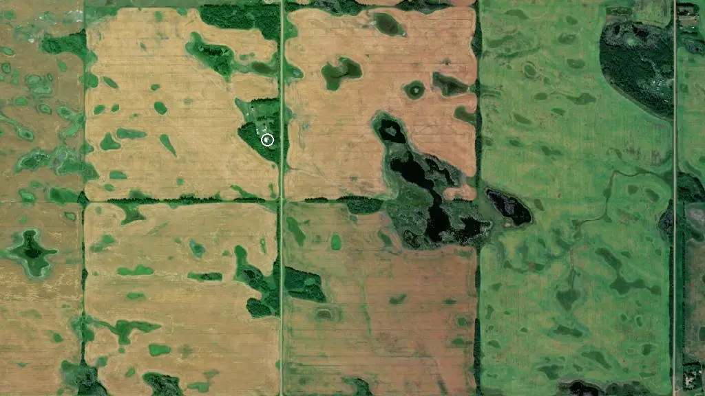 Aerial view of Redrock farm Mundare AB Canada and surroundings