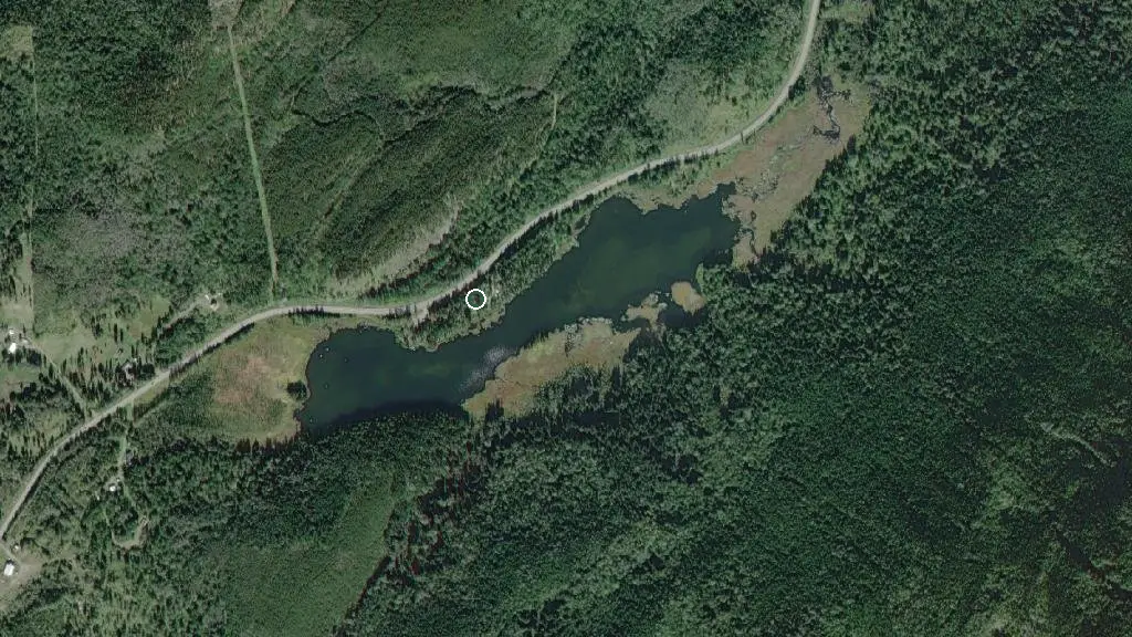 Aerial view of Seeley Lake Provincial Park Campground and surroundings