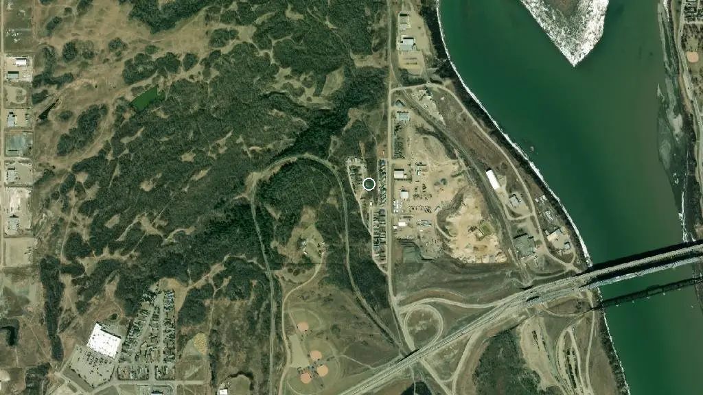 Aerial view of Terrace Trailer Park and surroundings