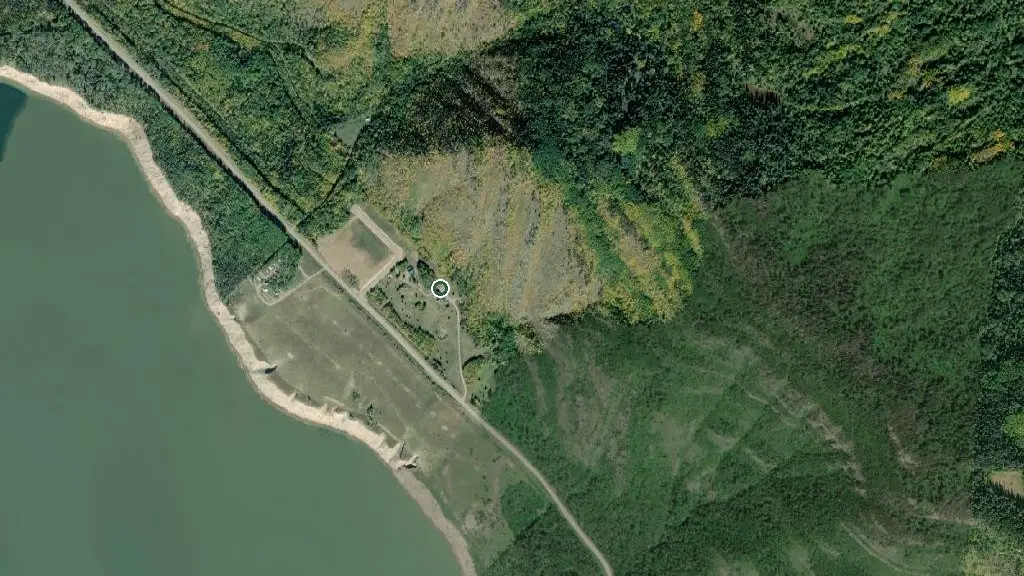 Aerial view of Williston Lake RV Park & Campground and surroundings