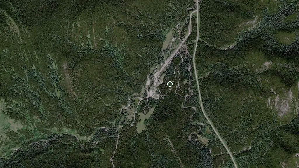 Aerial view of Etherington Creek Provincial Recreation Area and surroundings