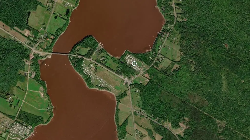Aerial view of Wally's Campground and surroundings