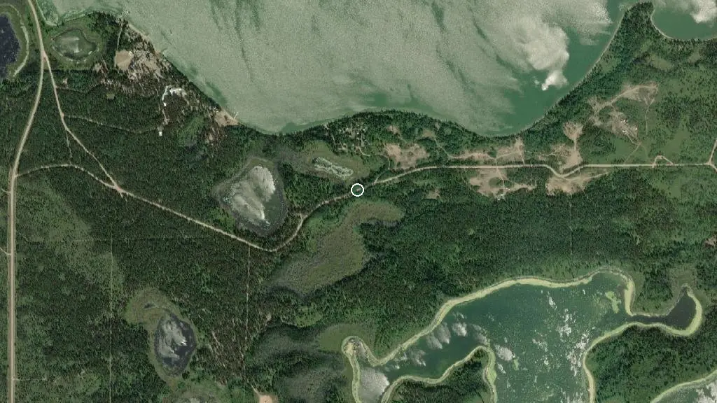 Aerial view of Pelican Point M.D. Park and surroundings