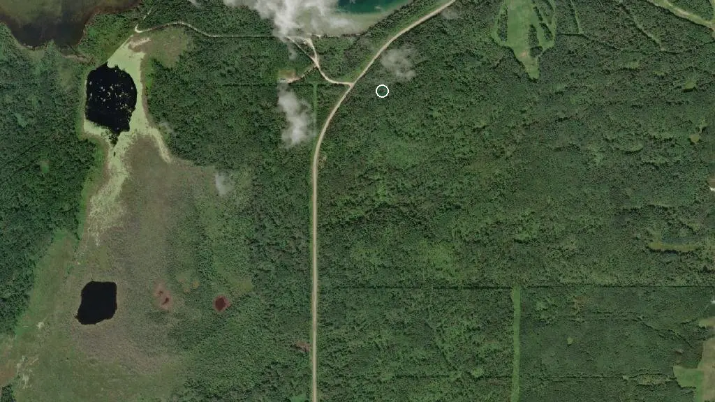Aerial view of French Bay Provincial Recreation Area and surroundings