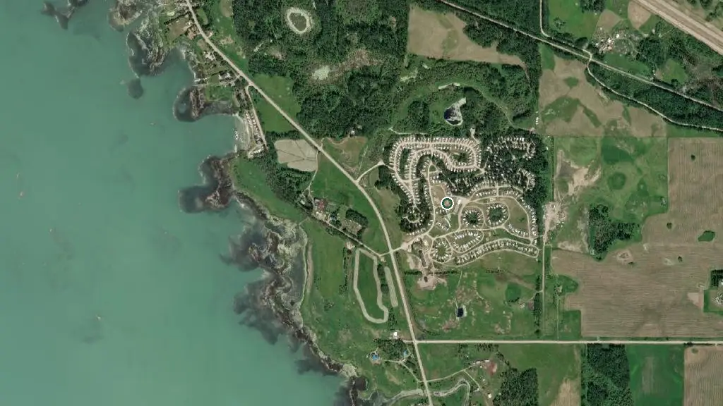 Aerial view of Lakeview Campground Lac Ste. Anne and surroundings