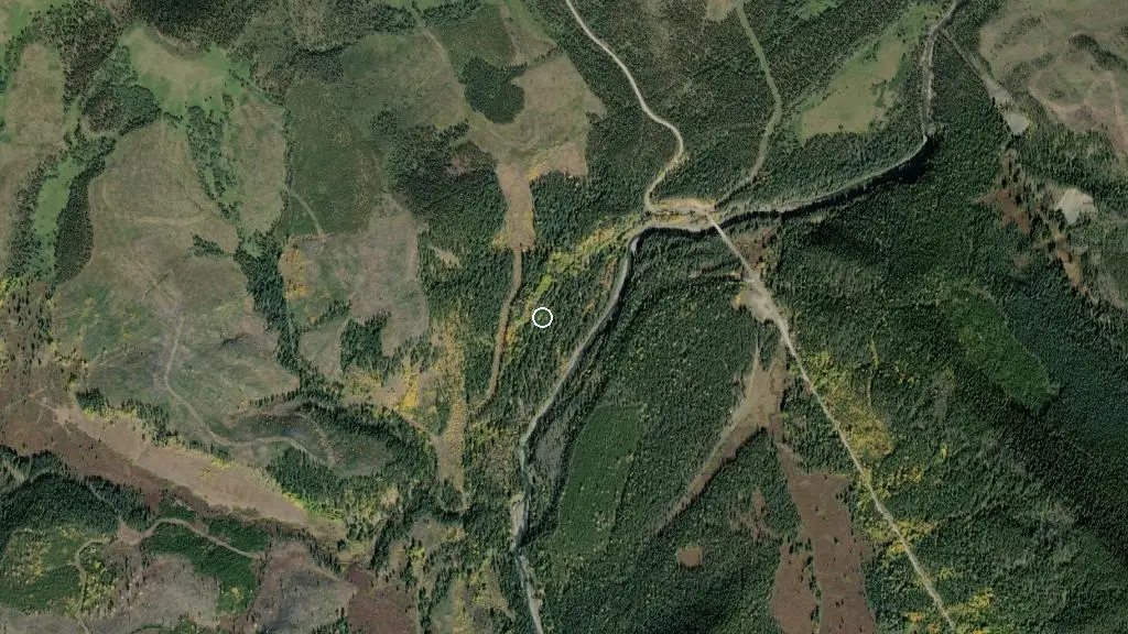 Aerial view of Burnt Timber Prov Rec Area and surroundings