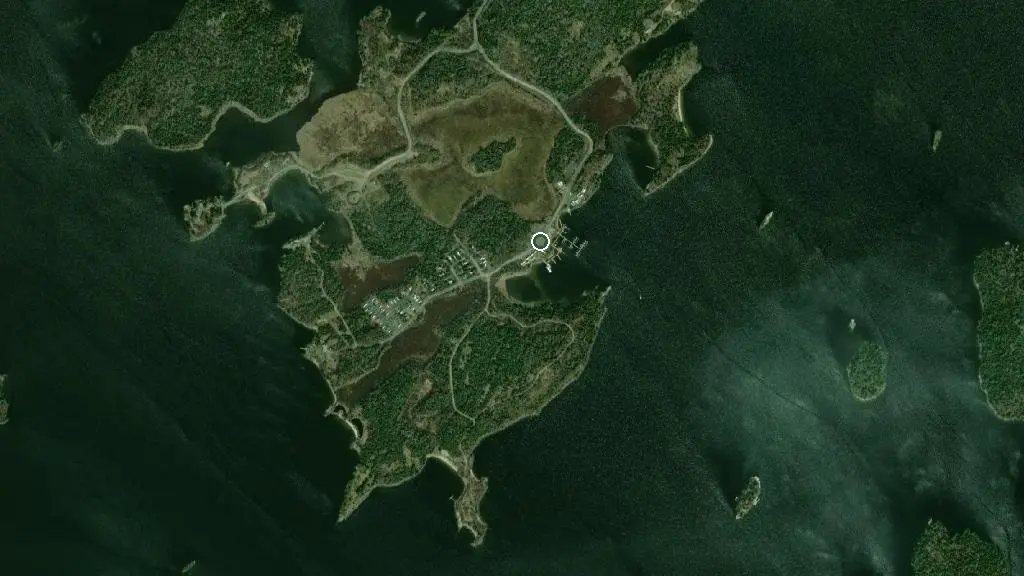 Aerial view of Bare Point Marina and surroundings
