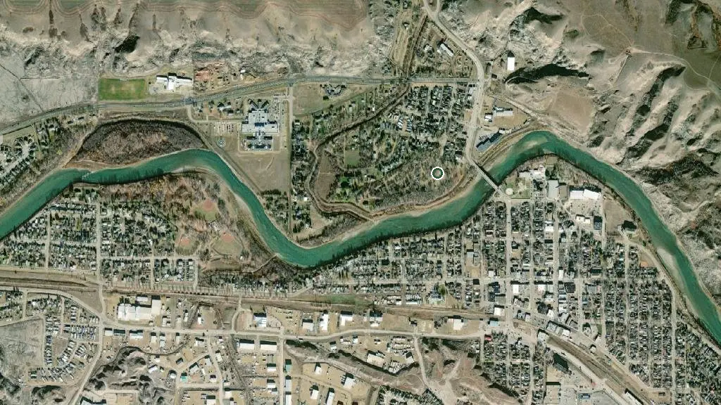 Aerial view of River Grove Campground and surroundings