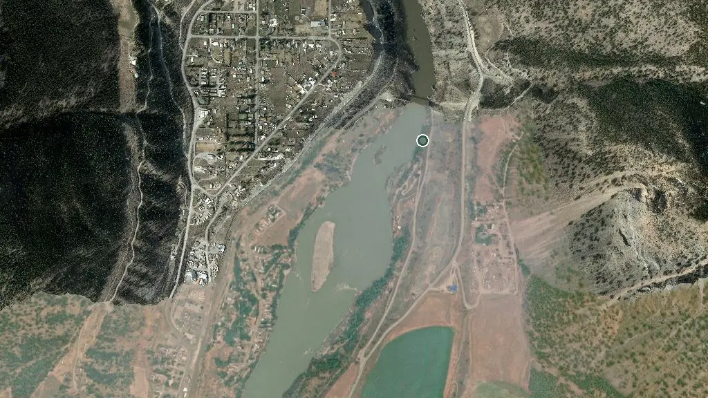 Aerial view of Fraser Cove Campground & Guest Cottage and surroundings