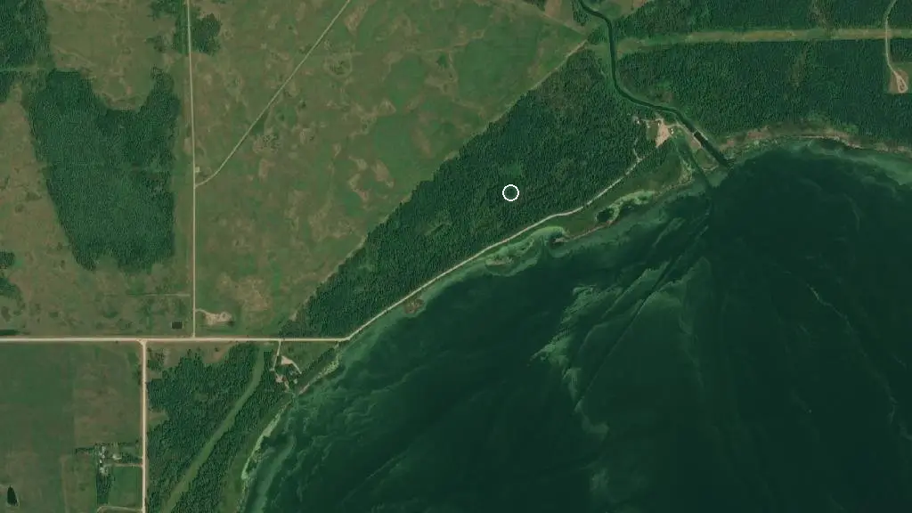 Aerial view of Buck Lake Provincial Recreation Area and surroundings