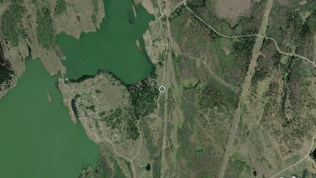 Aerial view of Payne Lake Campground and surroundings