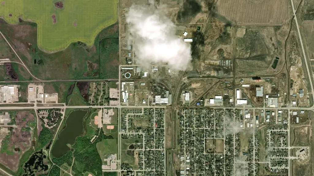 Aerial view of City of Yorkton Campground and surroundings
