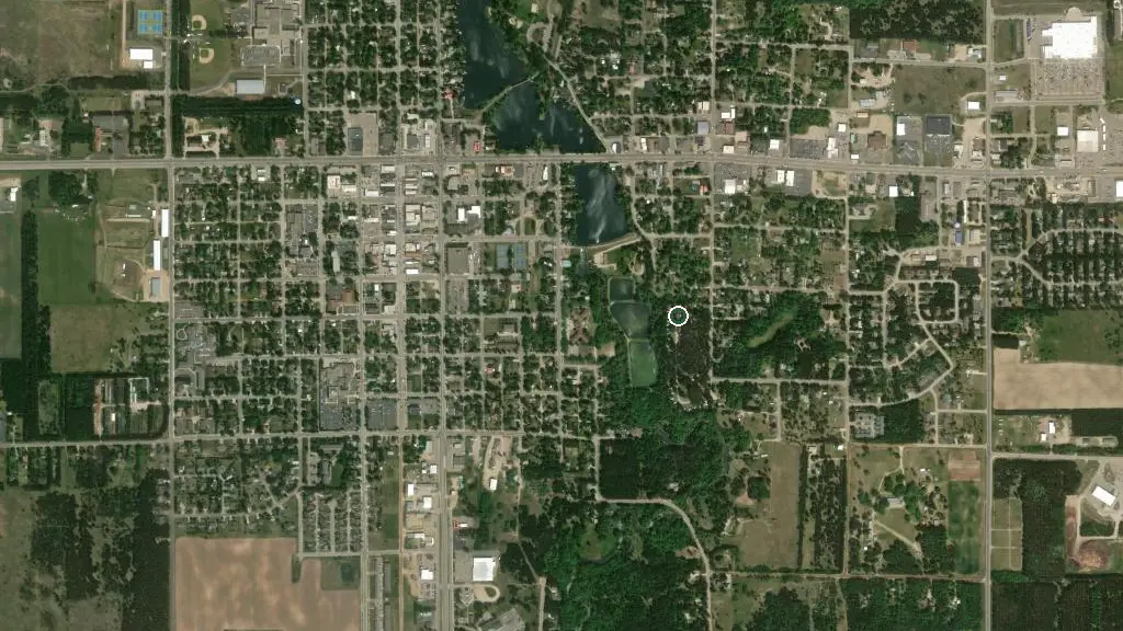 Aerial view of Big Pines RV Park and surroundings