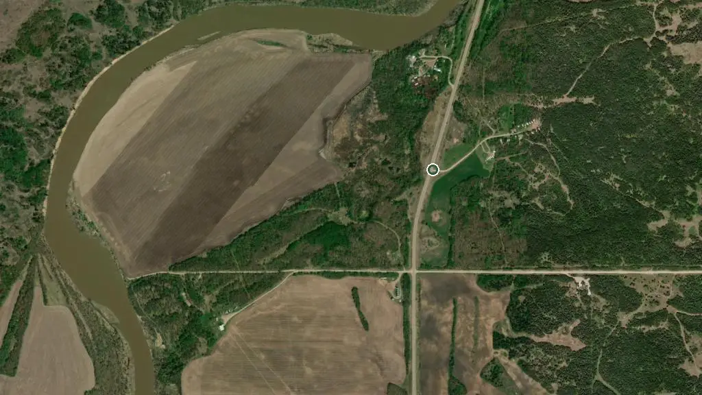 Aerial view of Dusty Mile Outfitters and surroundings