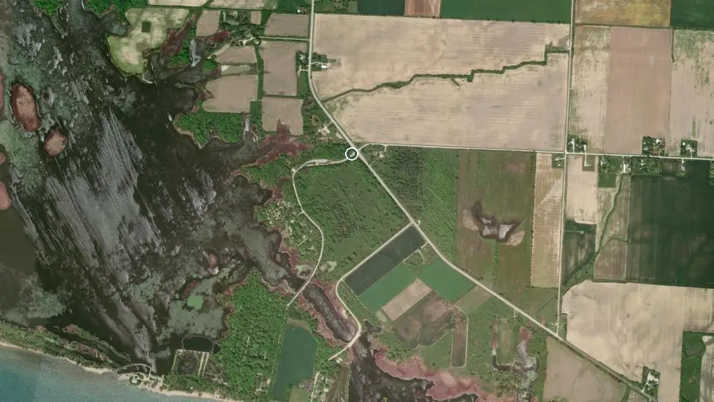 Aerial view of Holiday Beach Conservation Area and surroundings