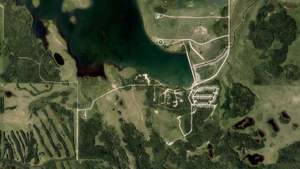 Aerial view of Payne Lake AB Parks Campground and surroundings