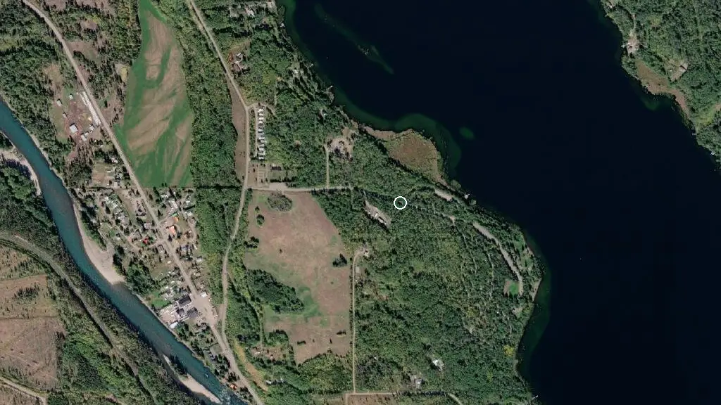 Aerial view of Tyhee Lake Prov park and surroundings