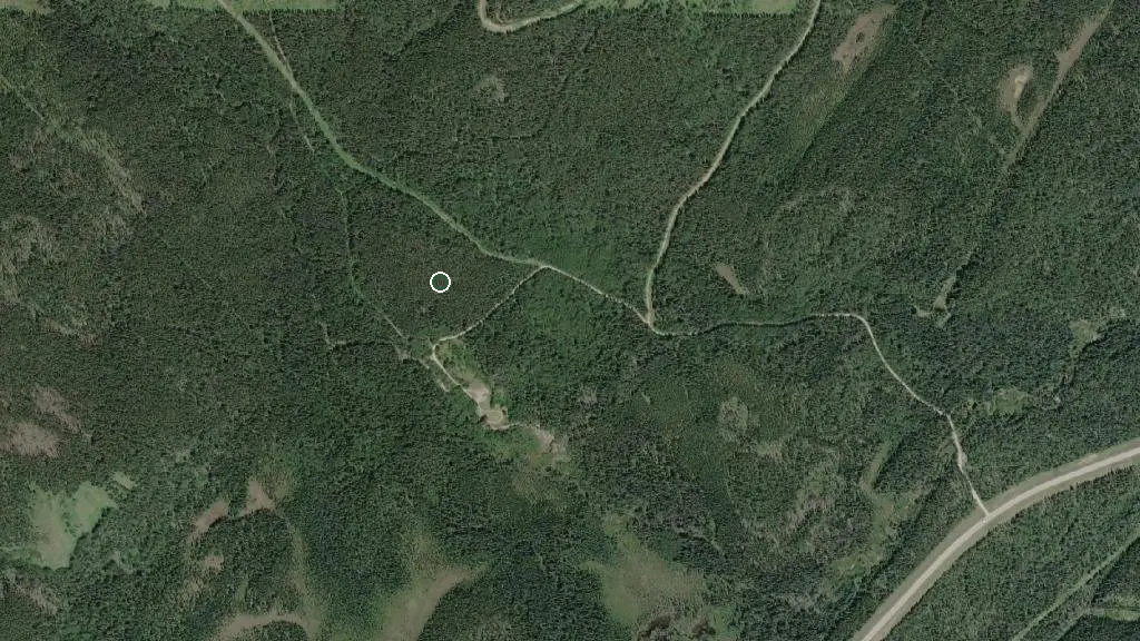 Aerial view of Snow Creek Provincial Recreation Area and surroundings