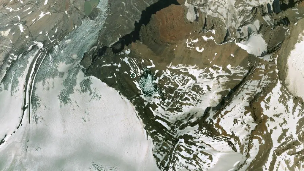 Aerial view of Peyto Hut and surroundings
